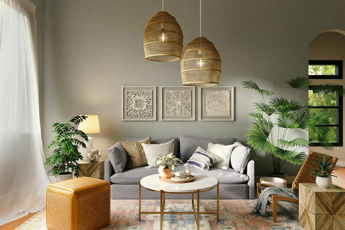 Furnished mid-term rental living room